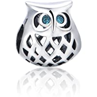 Los mejores  - Globalwin sabio búho ojos azules de cristales de Swarovski cuenta para pulsera – plata de ley 925 para pandora- biagi…